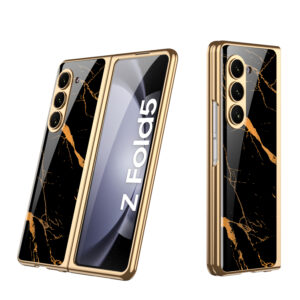 Marble Patterned Shockproof Armor Case For Samsung Galaxy Z Fold 3,4&5 With Hinge Protection 360 Degree Case with Built-in Screen Protector