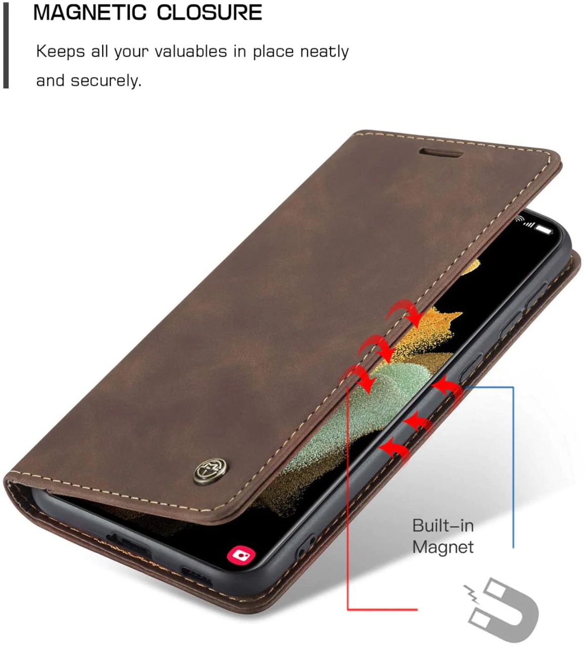 Oppo A76/A96 CaseMe leather Flip Cover - Image 9