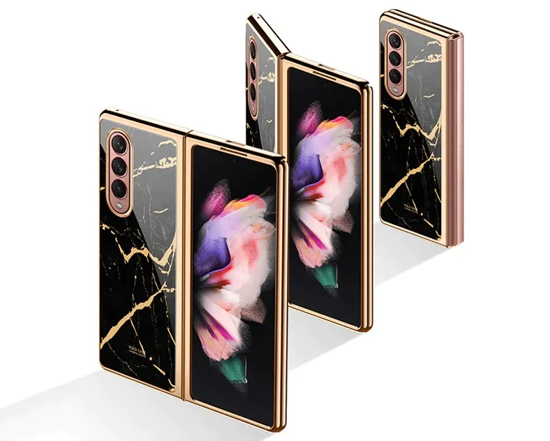 Marble Edition Patterned Shockproof Case For Samsung Galaxy Z Fold7,6,5,4&3 With Hinge Protection 360 Degree Case with Built-in Screen Protector - Image 11