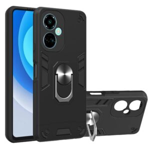Black Panther Shockproof Armor Ring Case for Camon 19/19 Pro + 3D Glass Protector