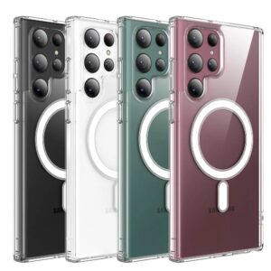 Magsafe Magnetic Wireless Charging Clear Case For Samsung Galaxy S22 Ultra & S23 Ultra Shockproof Acrylic hard Anti Yellow Cover