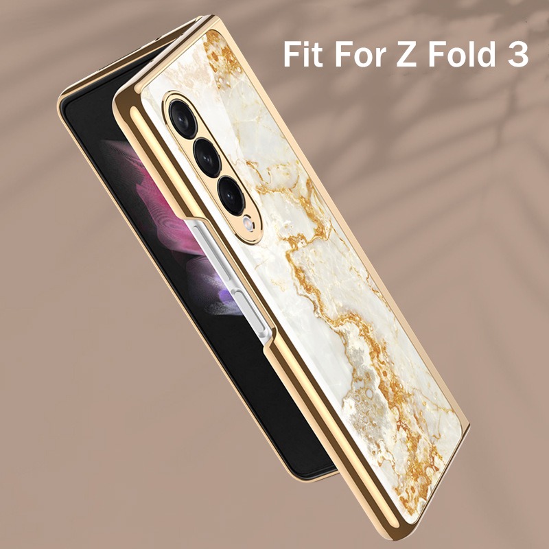 Marble Edition Patterned Shockproof Case For Samsung Galaxy Z Fold7,6,5,4&3 With Hinge Protection 360 Degree Case with Built-in Screen Protector - Image 7