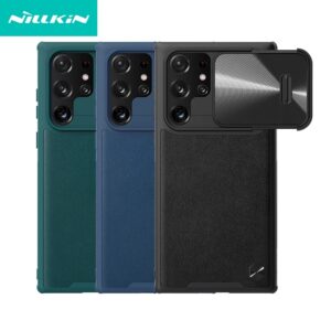 Ultimate Luxury Nillkin CamShield Leather Case S with Alloy Semi-Automatic Camera Lens Slider For Samsung Galaxy S22 Ultra & S23 Ultra