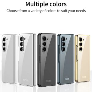 Luxury Electroplated Transparent Case For Samsung Galaxy Z Fold 3,4&5 With Hinge Protection 360 Degree Case with Built-in Screen Protector