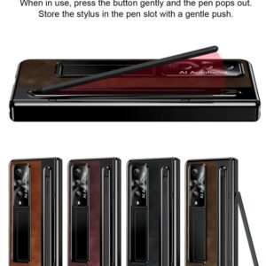 GKK Ultra Thin Retro Leather Foldable Magnetic Case For Samsung Galaxy Z Fold4 & 5 With Hinge Protection 360 Degree Case with Built-in Screen Protector & S-Pen