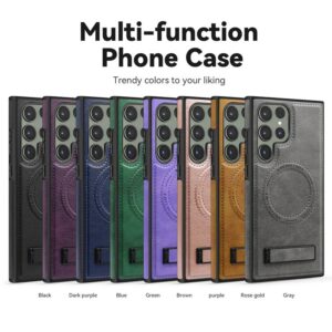 NEW Luxury Retro Leather Back Cover With Invisible Stand Magnetic Wireless Charging Case For Samsung Galaxy S26 Ultra,