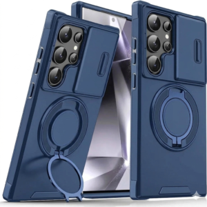 Shockproof Armor Magnetic Ring Case with a Slide Camera Cover For S26 Ultra